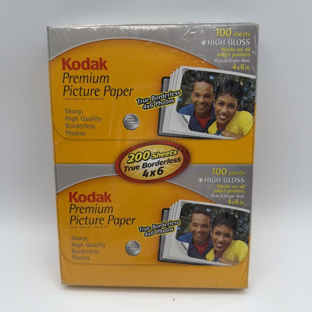 Kodak Premium Photo Paper 4x6, Lot of 2, Sealed 100 Sheets = 200 Sheets